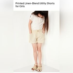 Linen-Blend Utility Shorts for Girls - Cream